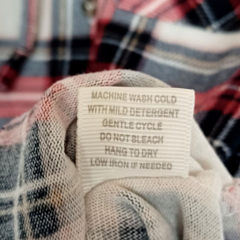 Eden & Olivia Women's S Plaid Hooded Button Up Flannel Top Jacket Ivory/Red/Blk - Picture 10 of 10